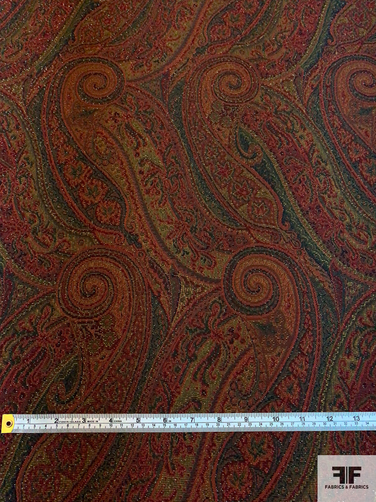 Paisley Tapestry-Look Brocade - Deep Red/Navy/Green/Silver | FABRICS ...