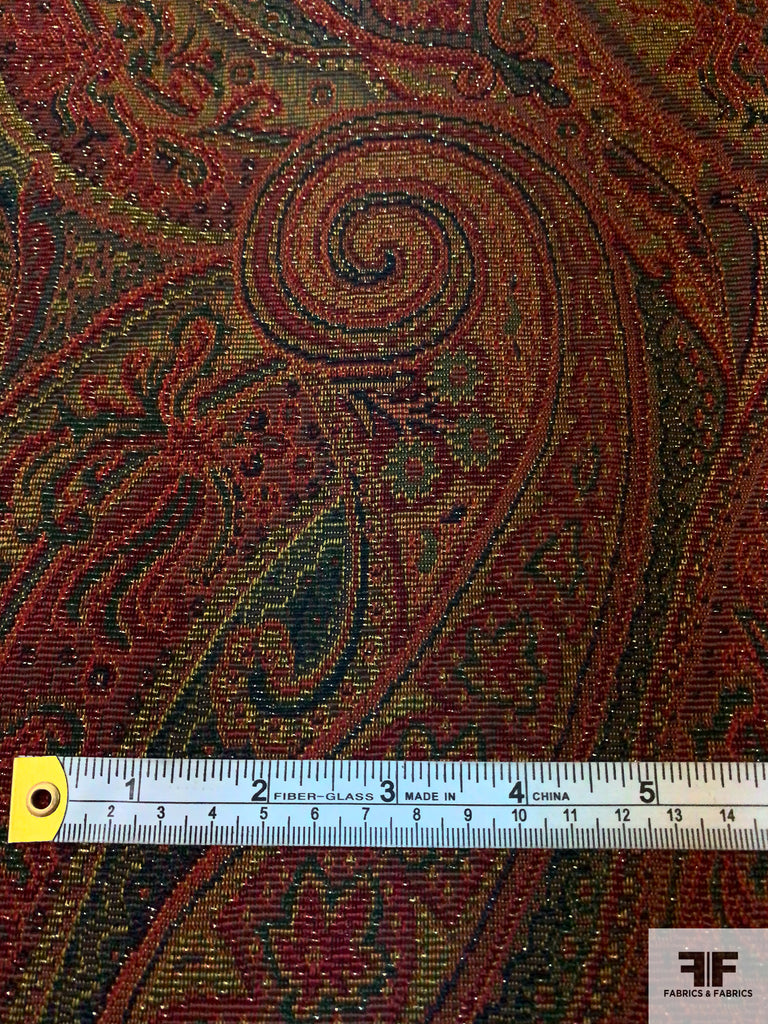 Paisley Tapestry-Look Brocade - Deep Red/Navy/Green/Silver | FABRICS ...