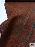 Paisley Tapestry-Look Brocade - Deep Red / Navy / Green / Silver