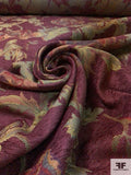 Floral Leaf Tapestry-Look Brocade - Cranberry / Sage / Gold