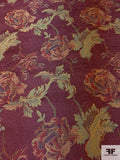 Floral Leaf Tapestry-Look Brocade - Cranberry / Sage / Gold