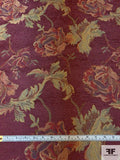 Floral Leaf Tapestry-Look Brocade - Cranberry / Sage / Gold