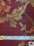 Floral Leaf Tapestry-Look Brocade - Cranberry / Sage / Gold