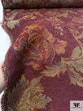 Floral Leaf Tapestry-Look Brocade - Cranberry / Sage / Gold