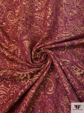 Paisley Leaf Tapestry-Look Brocade - Berry / Yellow-Gold