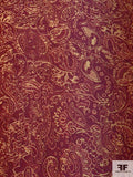 Paisley Leaf Tapestry-Look Brocade - Berry / Yellow-Gold