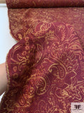 Paisley Leaf Tapestry-Look Brocade - Berry / Yellow-Gold