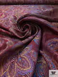 Floral Paisley Tapestry-Look Brocade - Cranberry / Orchid / Blue / Tan