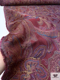 Floral Paisley Tapestry-Look Brocade - Cranberry / Orchid / Blue / Tan