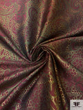 Reversible Paisley Floral Metallic Brocade - Cranberry / Antique Gold