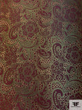 Reversible Paisley Floral Metallic Brocade - Cranberry / Antique Gold