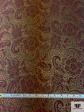 Reversible Paisley Floral Metallic Brocade - Cranberry / Antique Gold