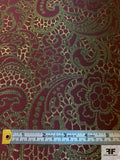 Reversible Paisley Floral Metallic Brocade - Cranberry / Antique Gold