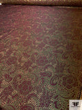 Reversible Paisley Floral Metallic Brocade - Cranberry / Antique Gold