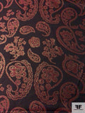 Paisley Metallic Brocade - Cranberry / Dark Purple / Gold