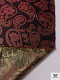 Paisley Metallic Brocade - Cranberry / Dark Purple / Gold