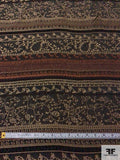 Multi-Pattern Linear Design Brocade with Chenille Yarn Detailing - Black / Nude / Brown