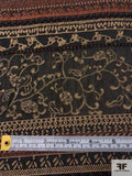 Multi-Pattern Linear Design Brocade with Chenille Yarn Detailing - Black / Nude / Brown