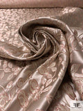 Trailing Floral Oriental Satin Jacquard Brocade - Tan / Champagne