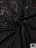 Textured Floral Metalic Brocade - Black