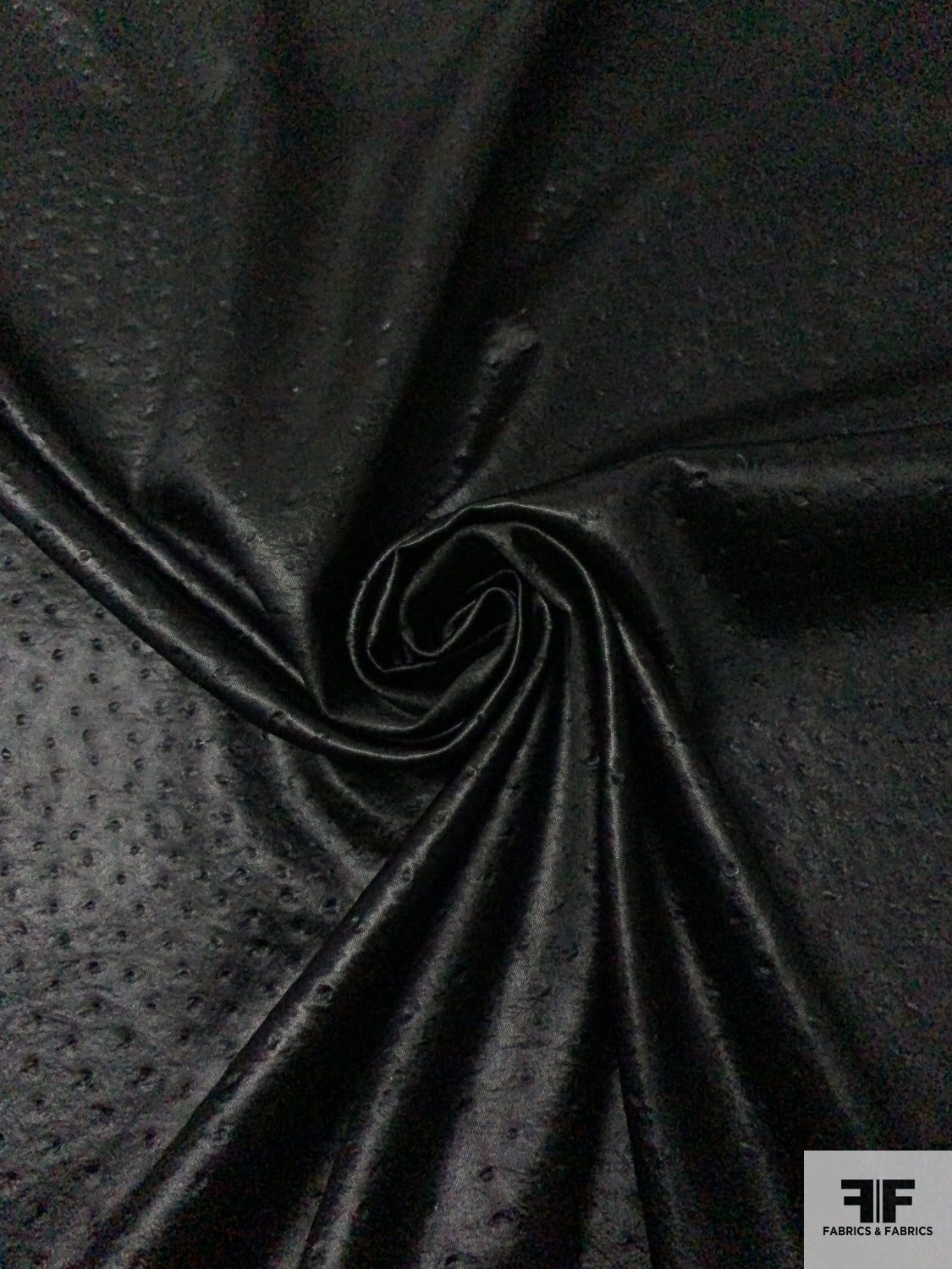 Italian Textured Embossed Satin Brocade - Black