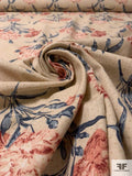 Floral Printed Cotton Canvas - Beige / Dusty Blue / Dusty Coral