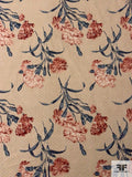 Floral Printed Cotton Canvas - Beige / Dusty Blue / Dusty Coral