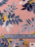 Leaf Bouquet Printed  Cotton Voile - Peach Pink / Dusty Blue / Navy / Yellow