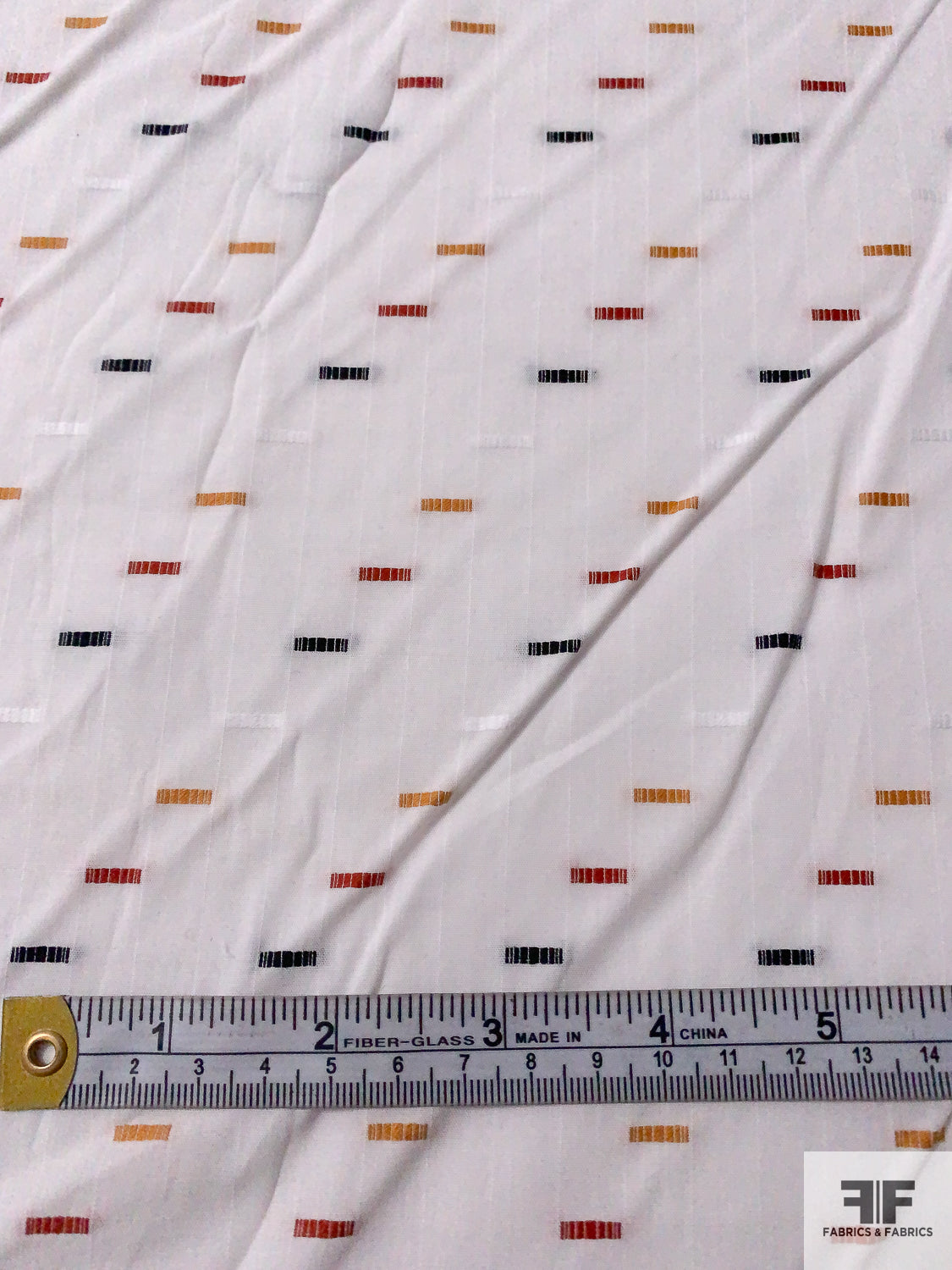 Ditsy Rectangles Woven Yarn-Dyed Cotton Shirting - White / Red / Navy / Turmeric