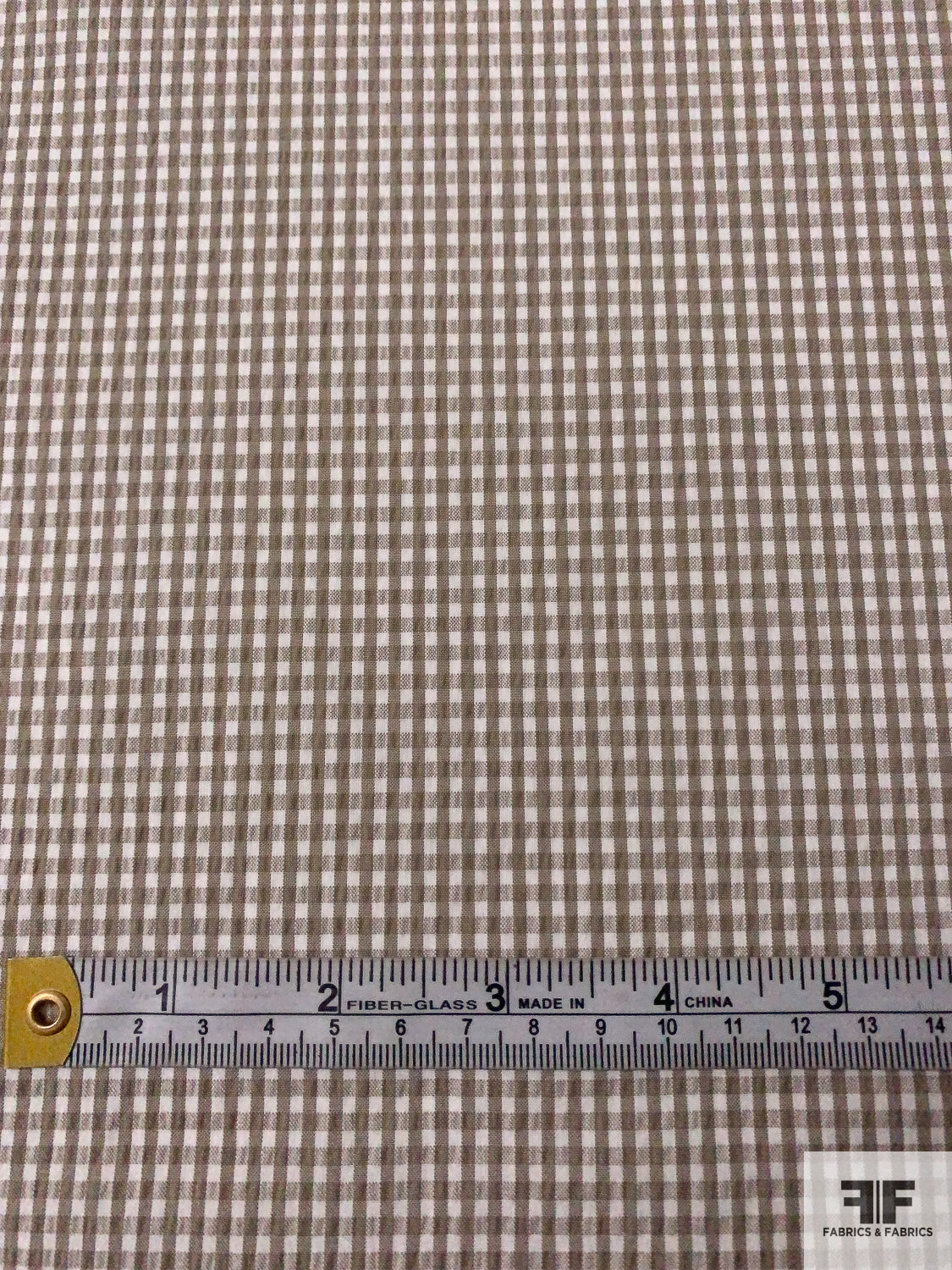 Gingham Check Seersucker Yarn-Dyed Cotton Shirting - Olive-Grey / White