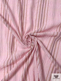 Vertical Striped Textured Cotton Gauze - Pink / Purple / Tan / Burnt Orange