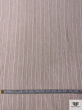 Vertical Striped Cotton Gauze - Tan-Brown / Off-White