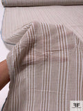Vertical Striped Cotton Gauze - Tan-Brown / Off-White