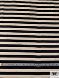 Horizontal Striped Printed Stretch Cotton Sateen - Black / Light Bisque