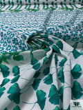 Multi-Pattern Printed Cotton Voile Panel - Green / Teal / Light Seafoam
