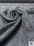 Curly Leaf Pattern Brocade with Metallic Fibers - Grey / Silver