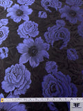 Floral Blossoms Brocade - Indigo / Black