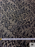 Abstract Leaf Pattern Brocade - Ecru / Grey / Black