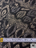 Abstract Leaf Pattern Brocade - Ecru / Grey / Black