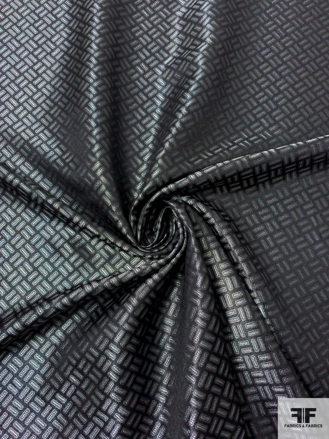 Rectangle Basket-Look Brocade - Grey/Black | FABRICS & FABRICS ...