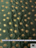 Circle Patterned 2-Ply Stitched Brocade-Weight Metallic Novelty - Fern Green / Gold