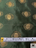 Circle Patterned 2-Ply Stitched Brocade-Weight Metallic Novelty - Fern Green / Gold