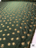 Circle Patterned 2-Ply Stitched Brocade-Weight Metallic Novelty - Fern Green / Gold