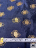 Circle Patterned 2-Ply Stitched Brocade-Weight Metallic Novelty - Navy Blue / Gold