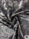 Floral Metallic Brocade - Silver / Black / Grey