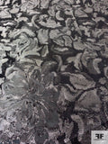 Floral Metallic Brocade - Silver / Black / Grey