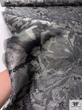 Floral Metallic Brocade - Silver / Black / Grey