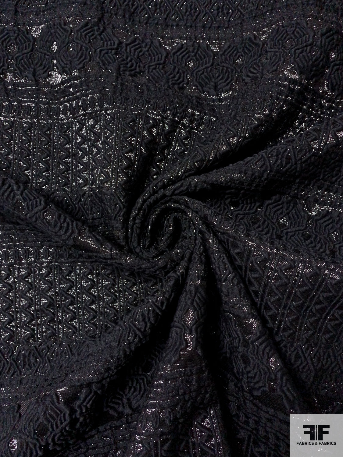 Italian Textured Metallic Luxury Brocade - Black - Fabric by the Yard