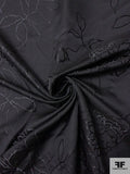 Sketch Floral Design Brocade - Black