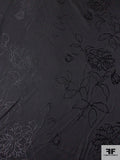 Sketch Floral Design Brocade - Black